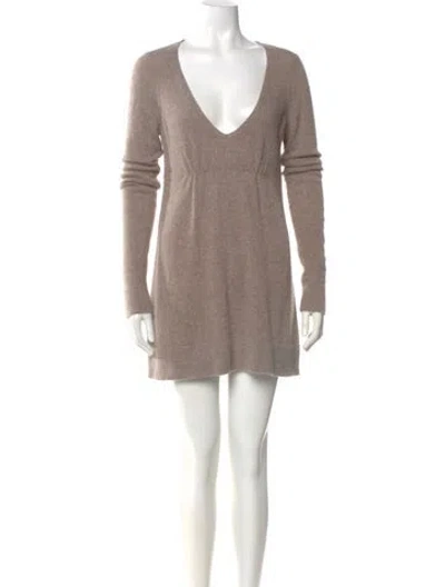 Pre-owned Vince Cashmere Mini Dress In Neutral