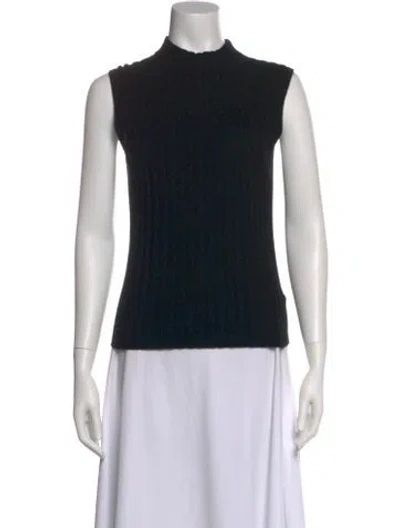 Pre-owned Vince Cashmere Mock Neck Sweater In Black