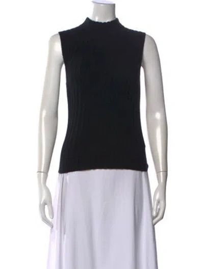 Pre-owned Vince Cashmere Mock Neck Sweater In Black