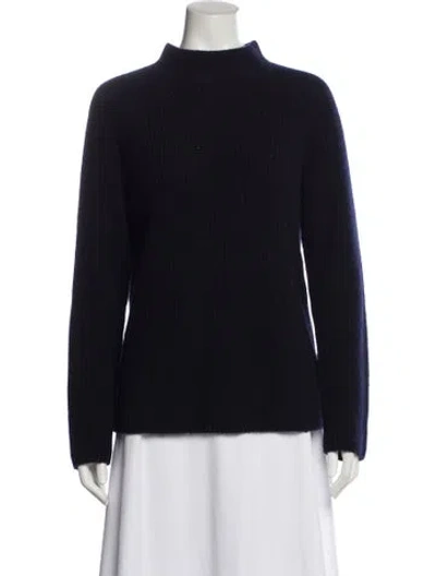 Pre-owned Vince Cashmere Mock Neck Sweater In Blue