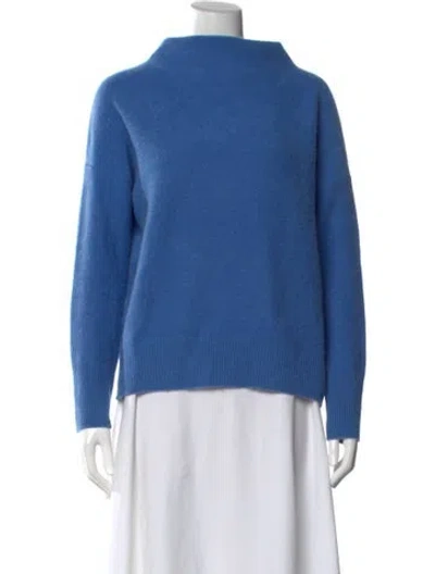 Pre-owned Vince Cashmere Mock Neck Sweater In Blue