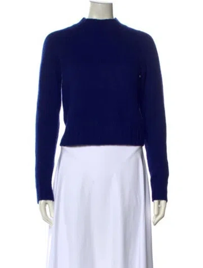 Pre-owned Vince Cashmere Mock Neck Sweater In Blue