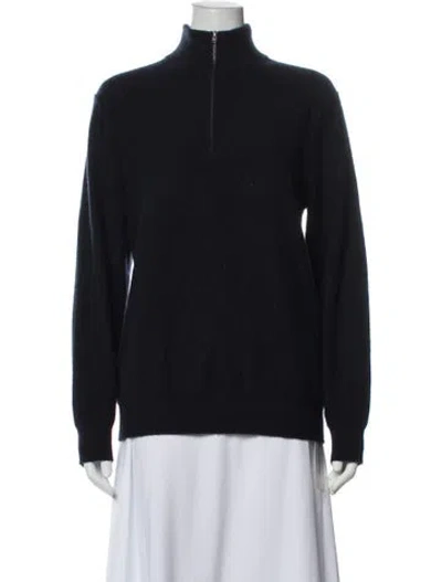 Pre-owned Vince Cashmere Mock Neck Sweater In Blue