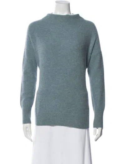 Pre-owned Vince Cashmere Mock Neck Sweater In Blue