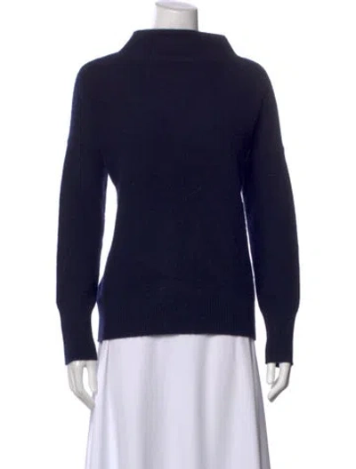 Pre-owned Vince Cashmere Mock Neck Sweater In Blue