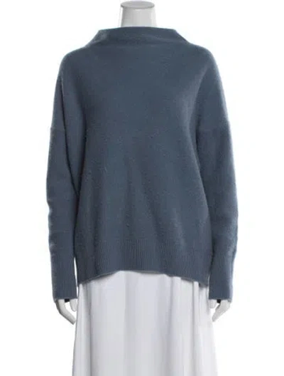 Pre-owned Vince Cashmere Mock Neck Sweater In Blue