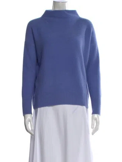 Pre-owned Vince Cashmere Mock Neck Sweater In Blue