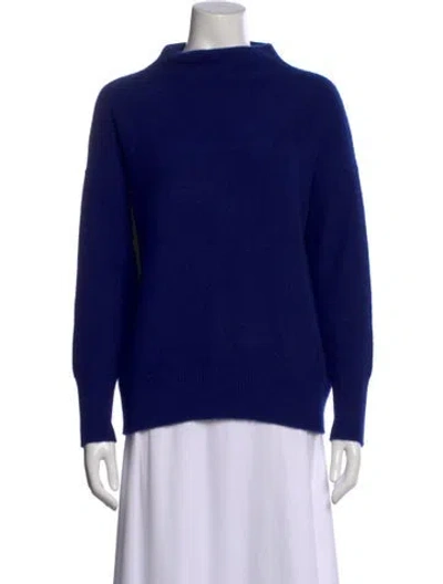 Pre-owned Vince Cashmere Mock Neck Sweater In Blue