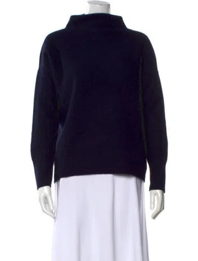 Pre-owned Vince Cashmere Mock Neck Sweater In Blue