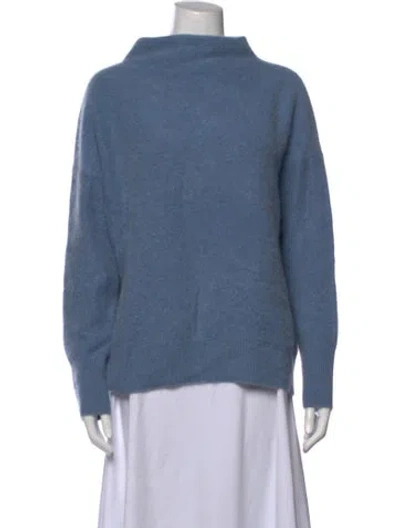 Pre-owned Vince Cashmere Mock Neck Sweater In Blue