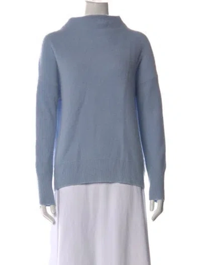 Pre-owned Vince Cashmere Mock Neck Sweater In Blue
