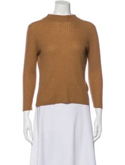 Pre-owned Vince Cashmere Mock Neck Sweater In Brown