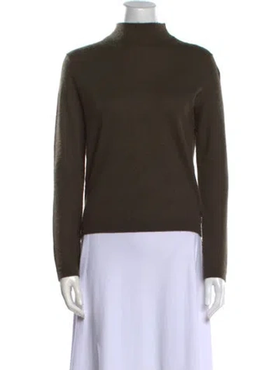 Pre-owned Vince Cashmere Mock Neck Sweater In Green