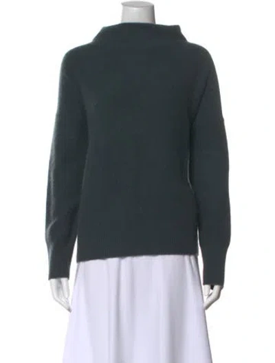 Pre-owned Vince Cashmere Mock Neck Sweater In Green