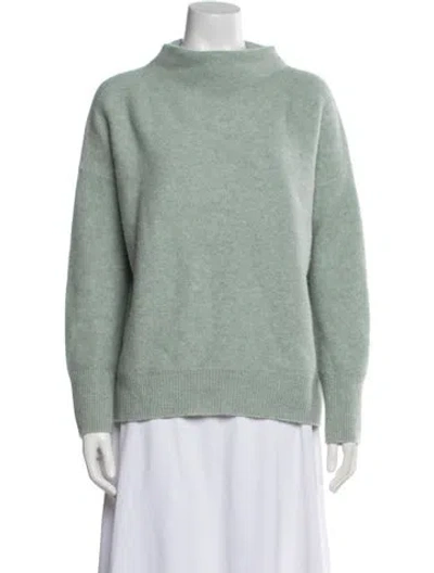 Pre-owned Vince Cashmere Mock Neck Sweater In Green