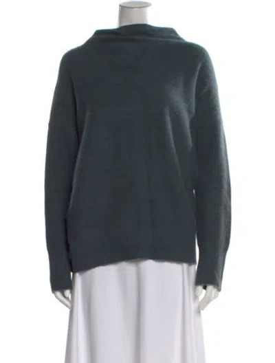 Pre-owned Vince Cashmere Mock Neck Sweater In Green