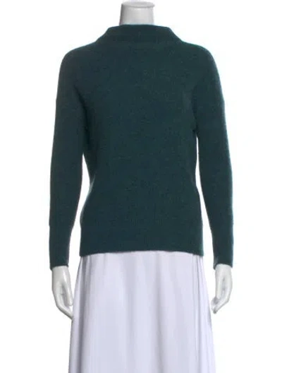 Pre-owned Vince Cashmere Mock Neck Sweater In Green
