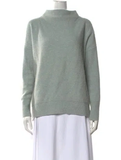 Pre-owned Vince Cashmere Mock Neck Sweater In Green