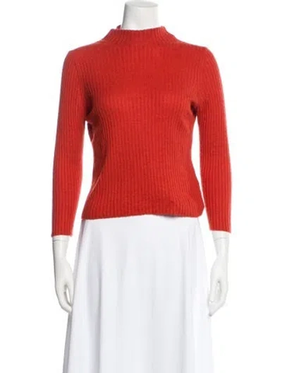 Pre-owned Vince Cashmere Mock Neck Sweater In Orange