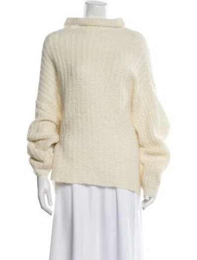Pre-owned Vince Cashmere Mock Neck Sweater In White