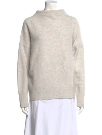 Pre-owned Vince Cashmere Mock Neck Sweater In White