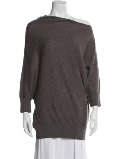 Pre-owned Vince Cashmere Off-the-shoulder Sweater In Neutral