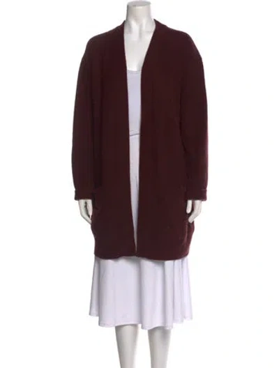 Pre-owned Vince Cashmere Open Front Sweater In Burgundy