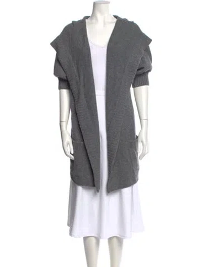 Pre-owned Vince Cashmere Open Front Sweater In Gray