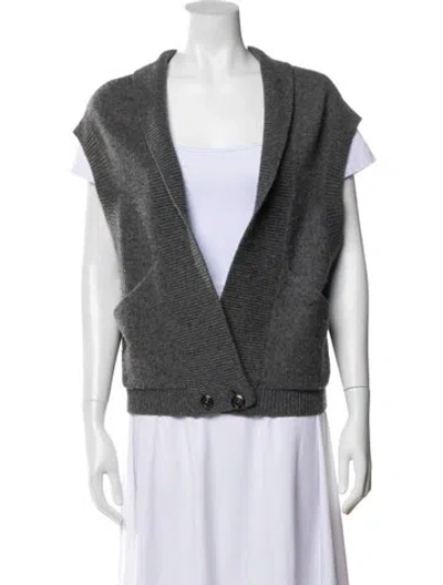 Pre-owned Vince Cashmere Open Front Sweater In Gray