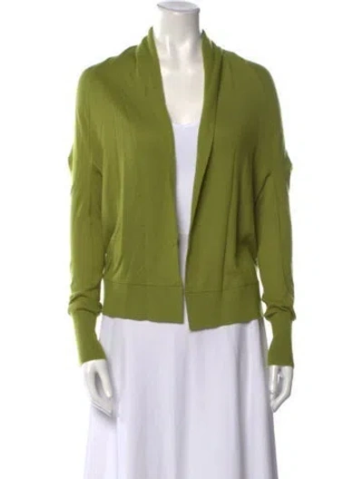 Pre-owned Vince Cashmere Open Front Sweater In Green