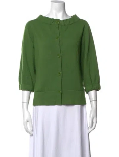 Pre-owned Vince Cashmere Open Front Sweater In Green