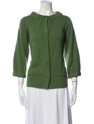 Pre-owned Vince Cashmere Open Front Sweater In Green