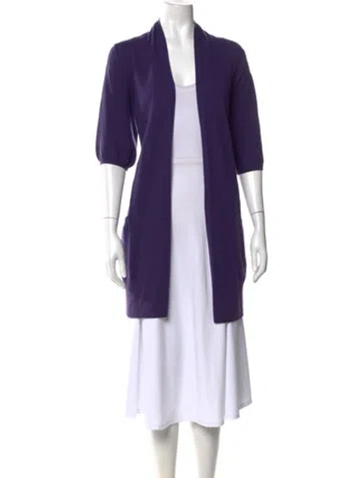 Pre-owned Vince Cashmere Open Front Sweater In Purple