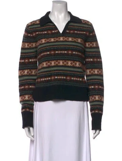 Pre-owned Vince Cashmere Patterned Sweater In Black