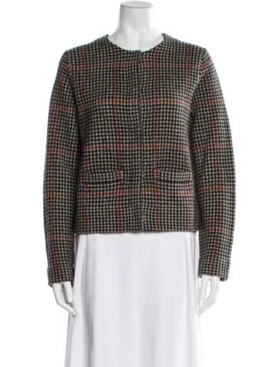 Pre-owned Vince Cashmere Plaid Print Evening Jacket In Multi