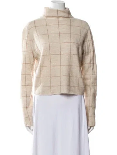 Pre-owned Vince Cashmere Plaid Print Sweater In Neutral