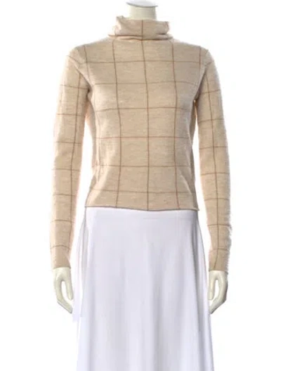 Pre-owned Vince Cashmere Plaid Print Sweater In Neutral