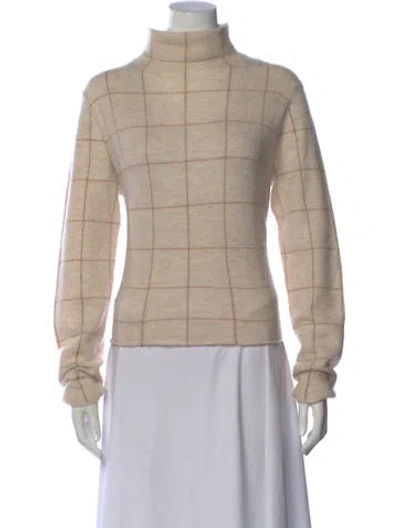 Pre-owned Vince Cashmere Plaid Print Sweater In Neutral