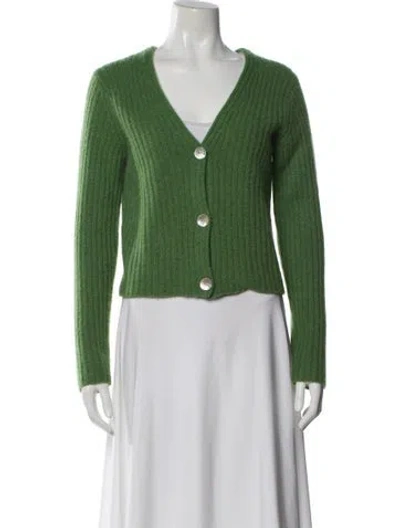 Pre-owned Vince Cashmere Plunge Neckline Sweater In Green