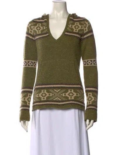 Pre-owned Vince Cashmere Printed Sweater In Green