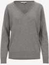 Vince V-neck Cashmere Pullover With Ribbed Edges In Gray