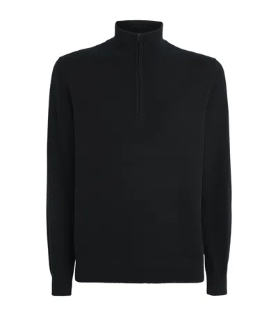 Vince Cashmere Quarter-zip Sweater In Black