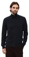 Vince Cashmere Quarter Zip Sweater Coastal In Black