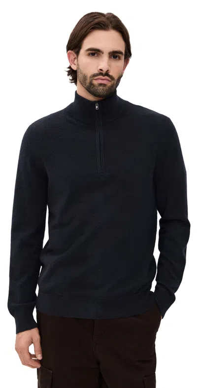 Vince Cashmere Quarter Zip Sweater Coastal In Black