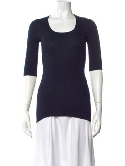 Pre-owned Vince Cashmere Scoop Neck Sweater In Blue