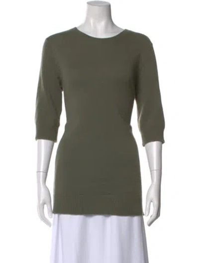 Pre-owned Vince Cashmere Scoop Neck Sweater In Green