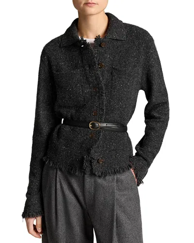 Vince Cashmere Shrunken Donegal Jacket In Gray