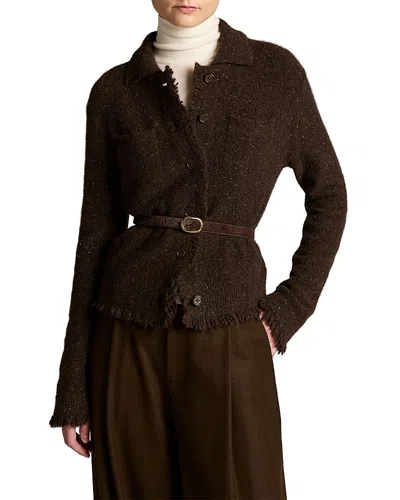 Vince Cashmere Shrunken Donegal Jacket In Brown
