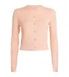 Vince Slim Rib Shell Button Cardigan In Pink