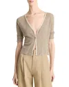 Vince Cashmere Silk Microstripe Cardigan In Neutral